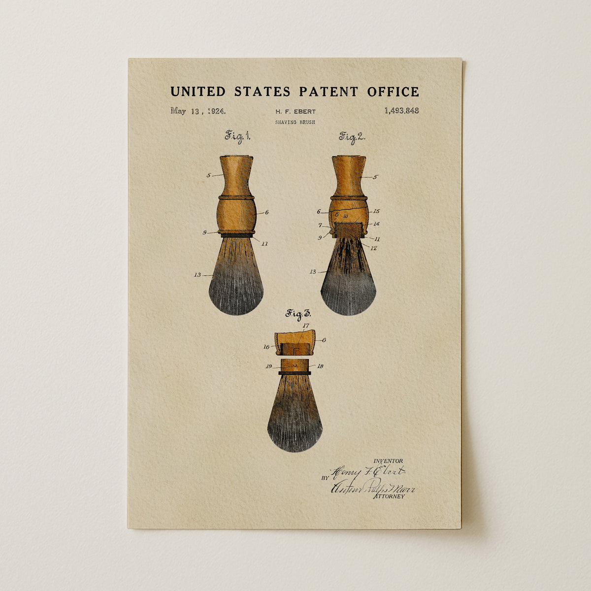 Shaving Brush (1924) patent art print