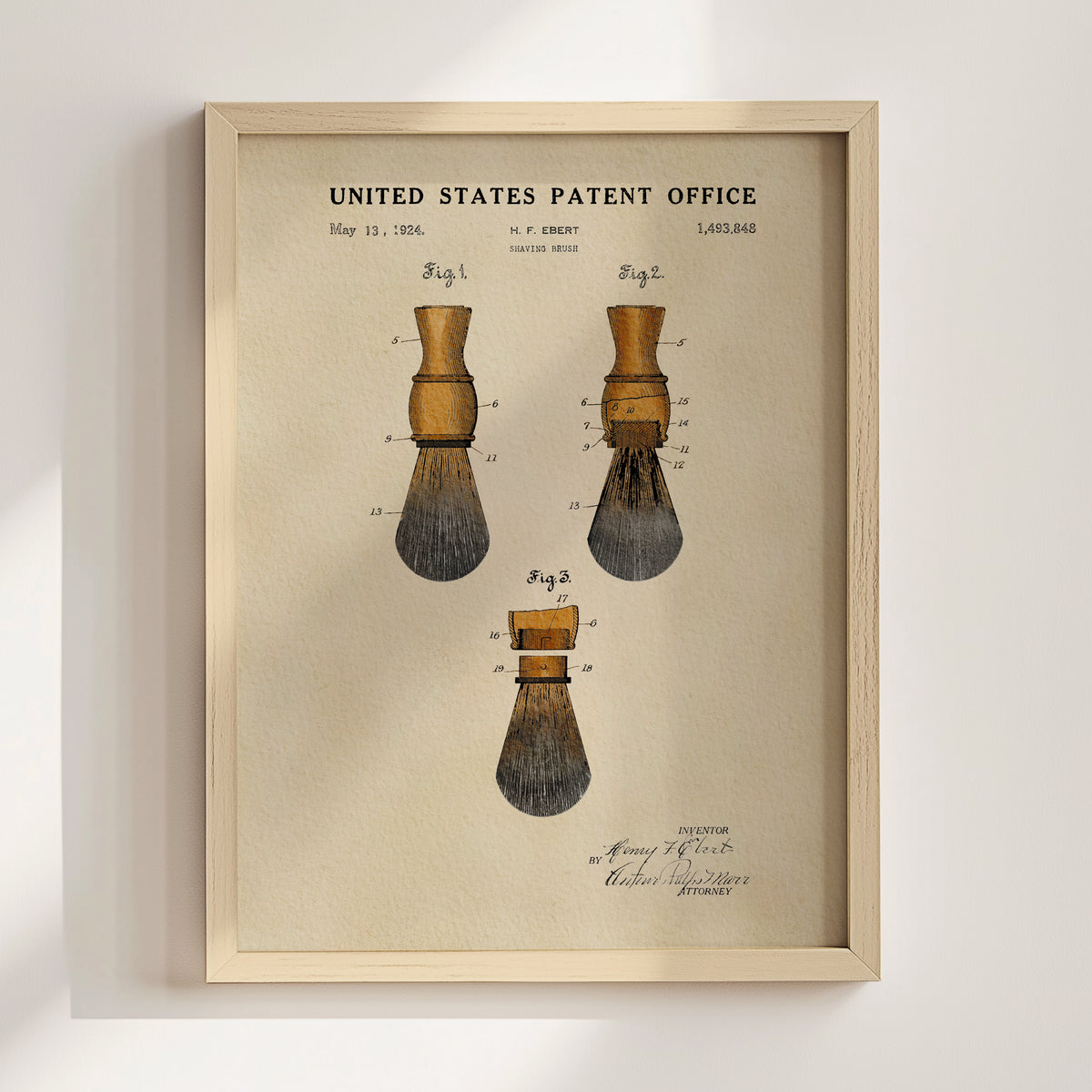 Shaving Brush (1924) patent art print