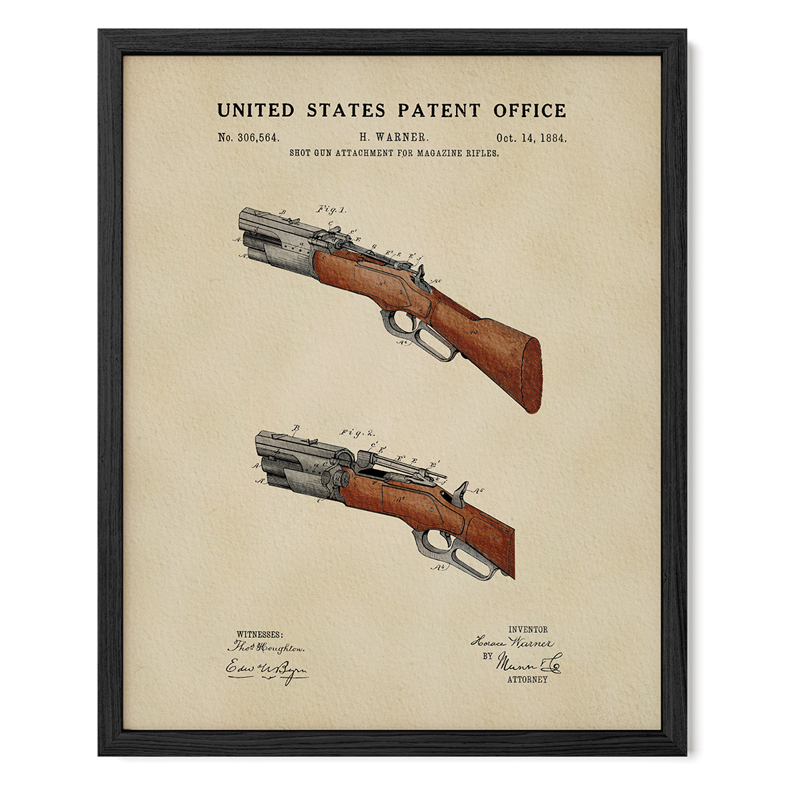 Shotgun (1884) patent art print