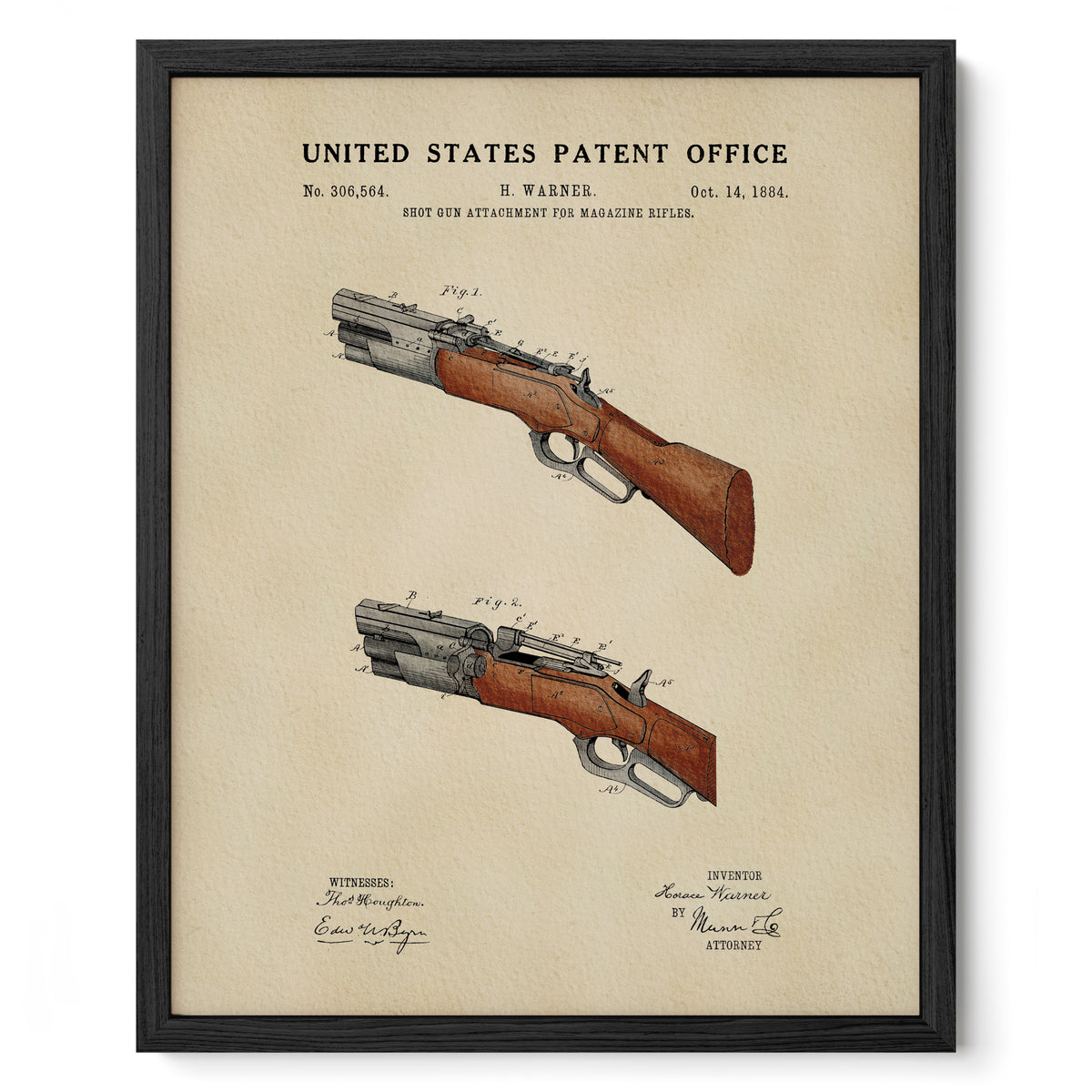 Shotgun (1884) patent art print