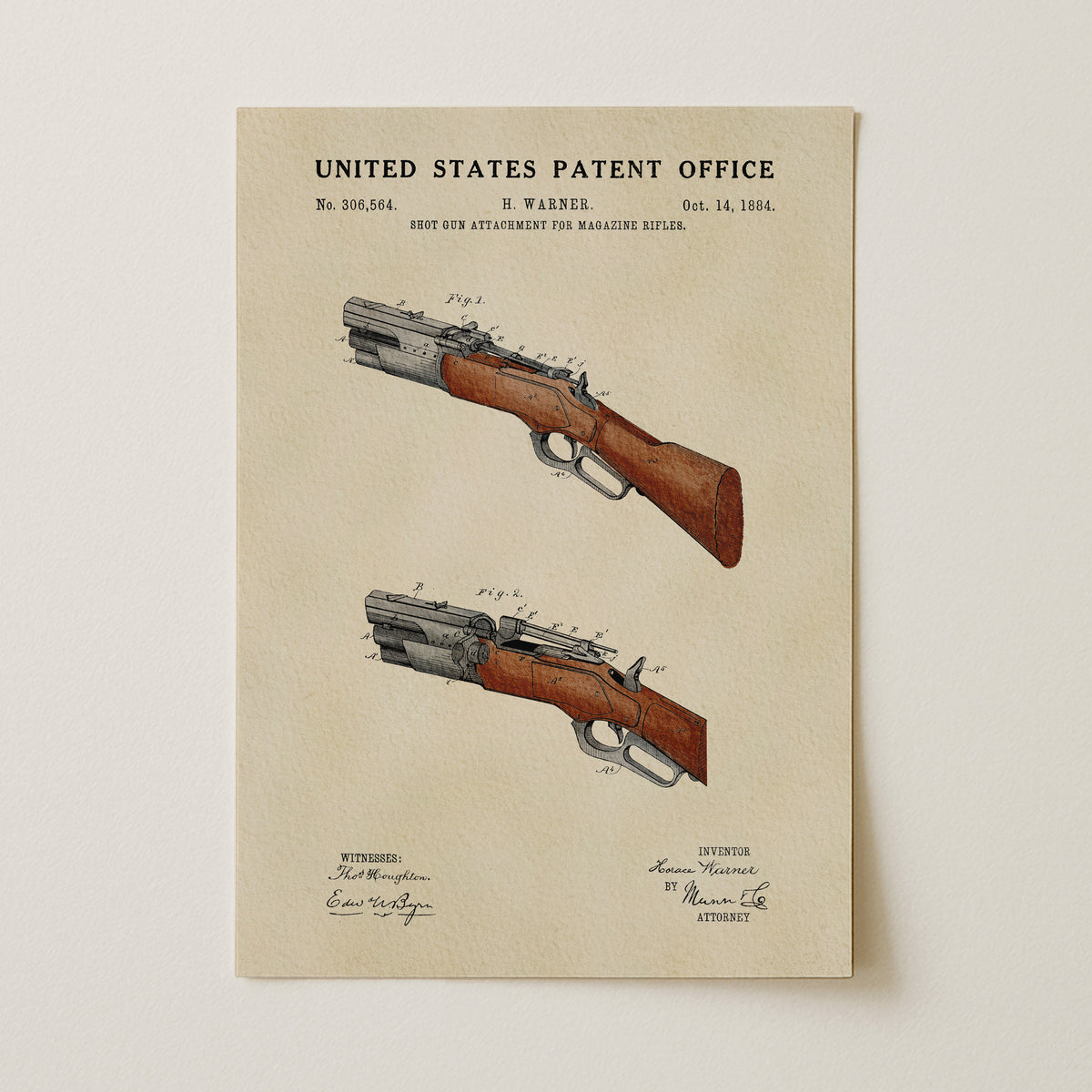 Shotgun (1884) patent art print