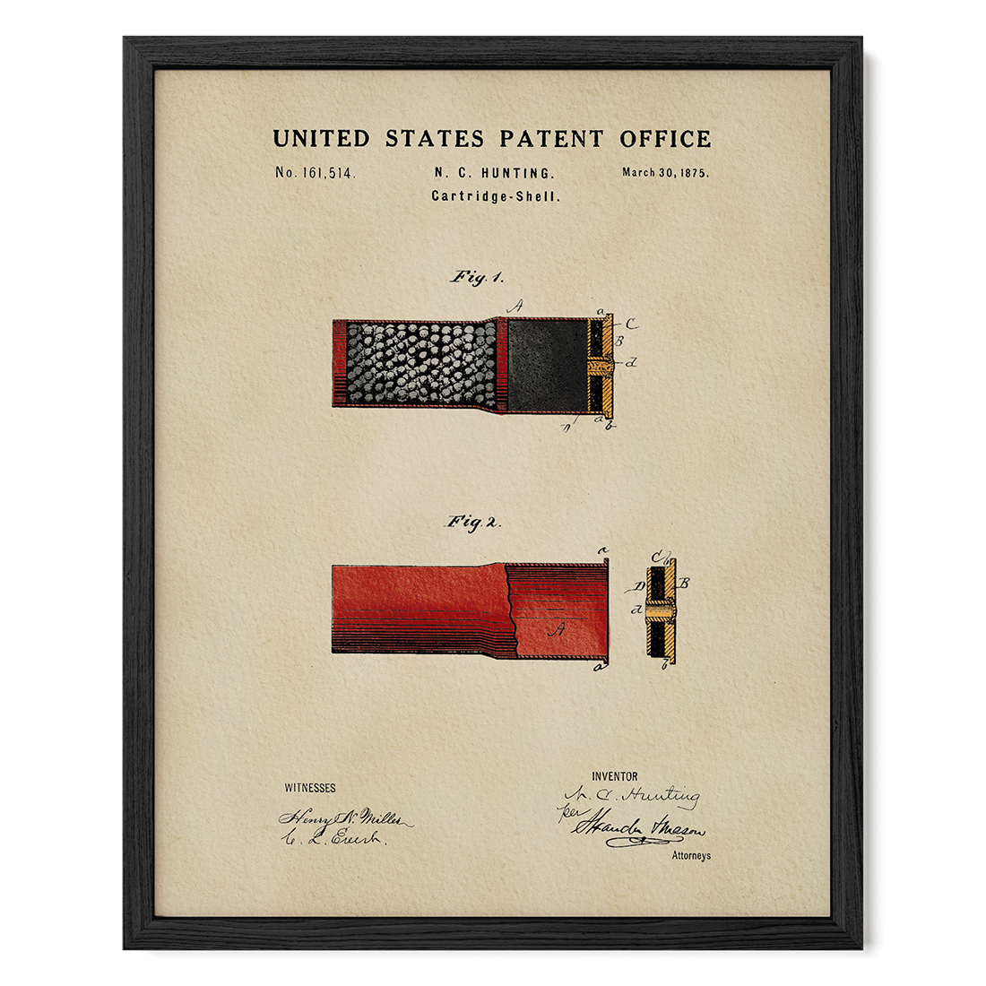 Shotgun Shell Cartridge (1875) patent art print
