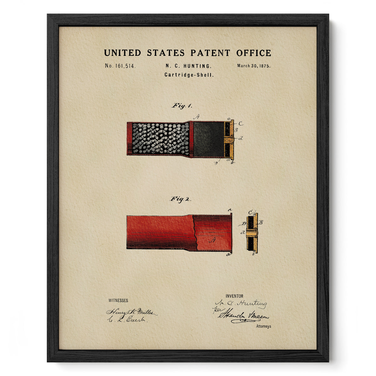 Shotgun Shell Cartridge (1875) patent art print