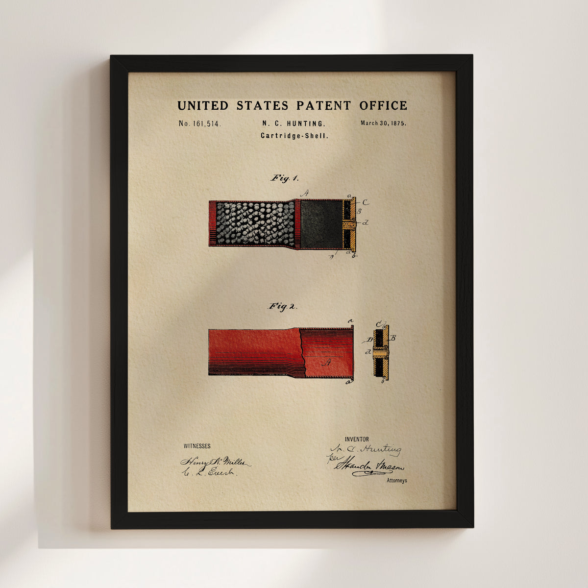 Shotgun Shell Cartridge (1875) patent art print