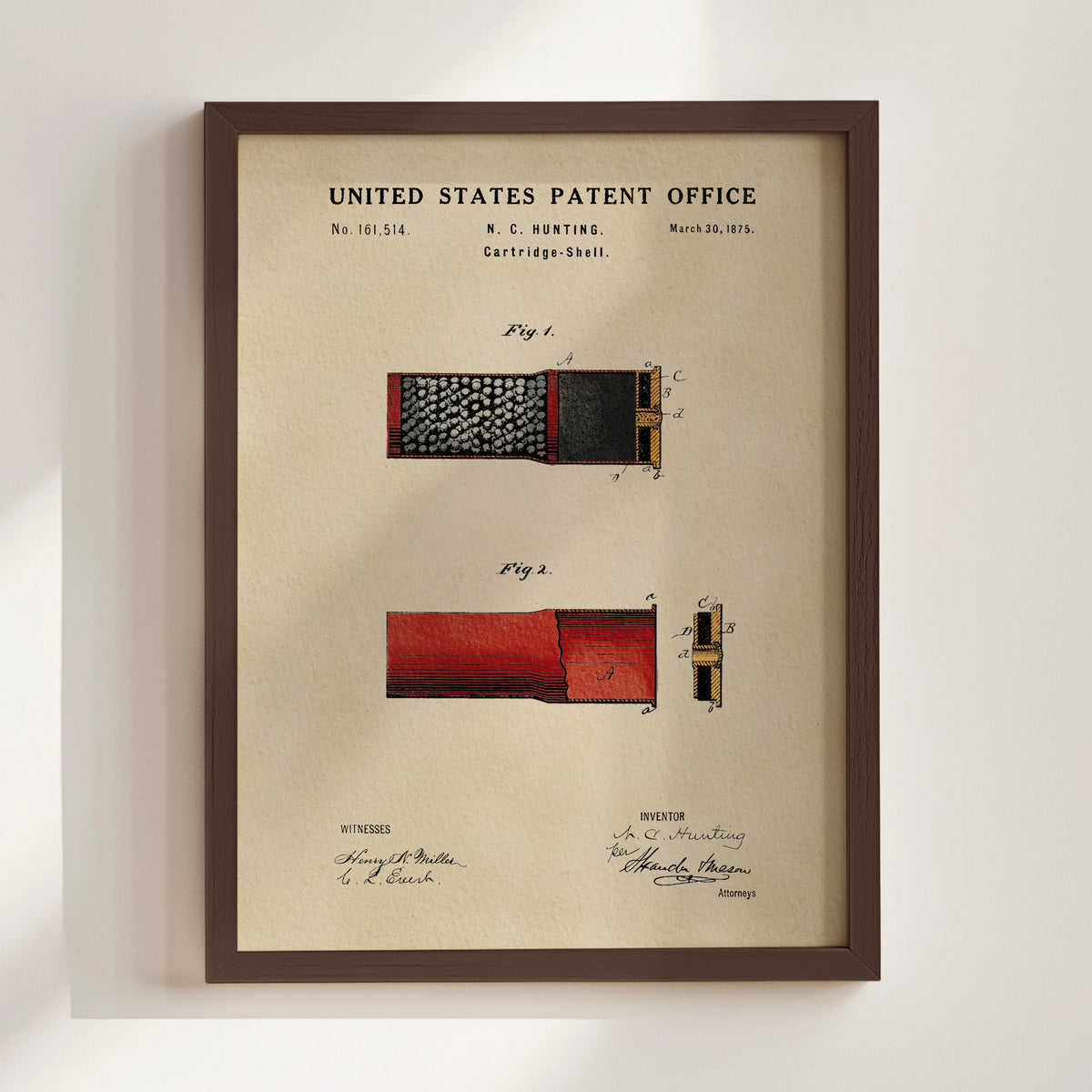 Shotgun Shell Cartridge (1875) patent art print