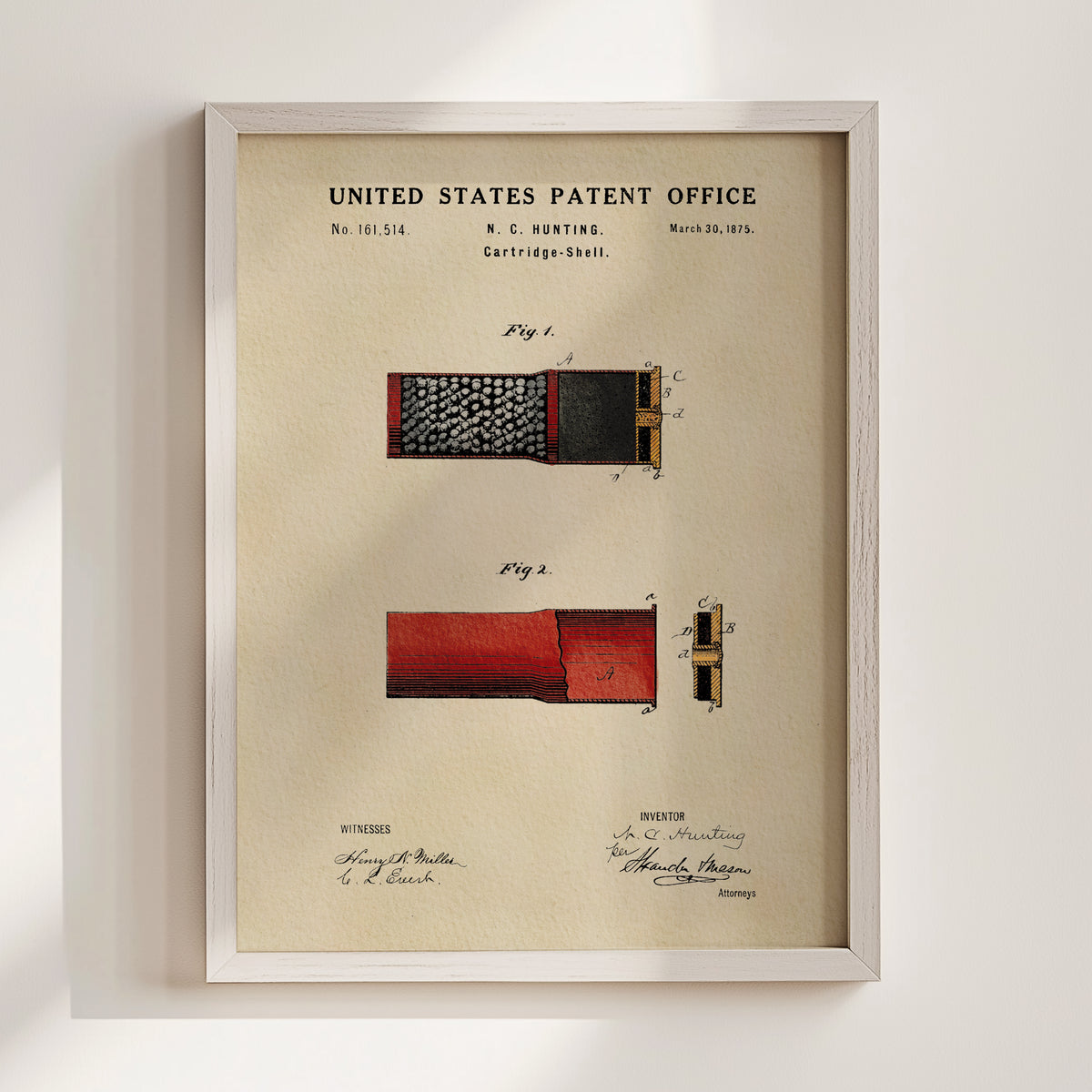 Shotgun Shell Cartridge (1875) patent art print