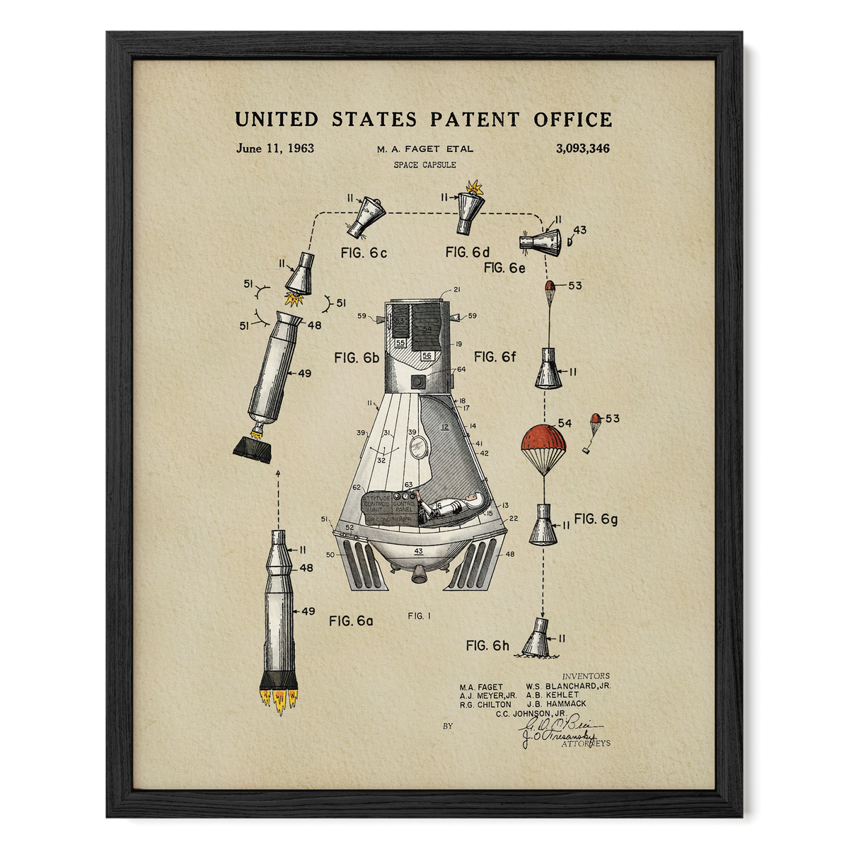 Space Capsule (1963) patent art print