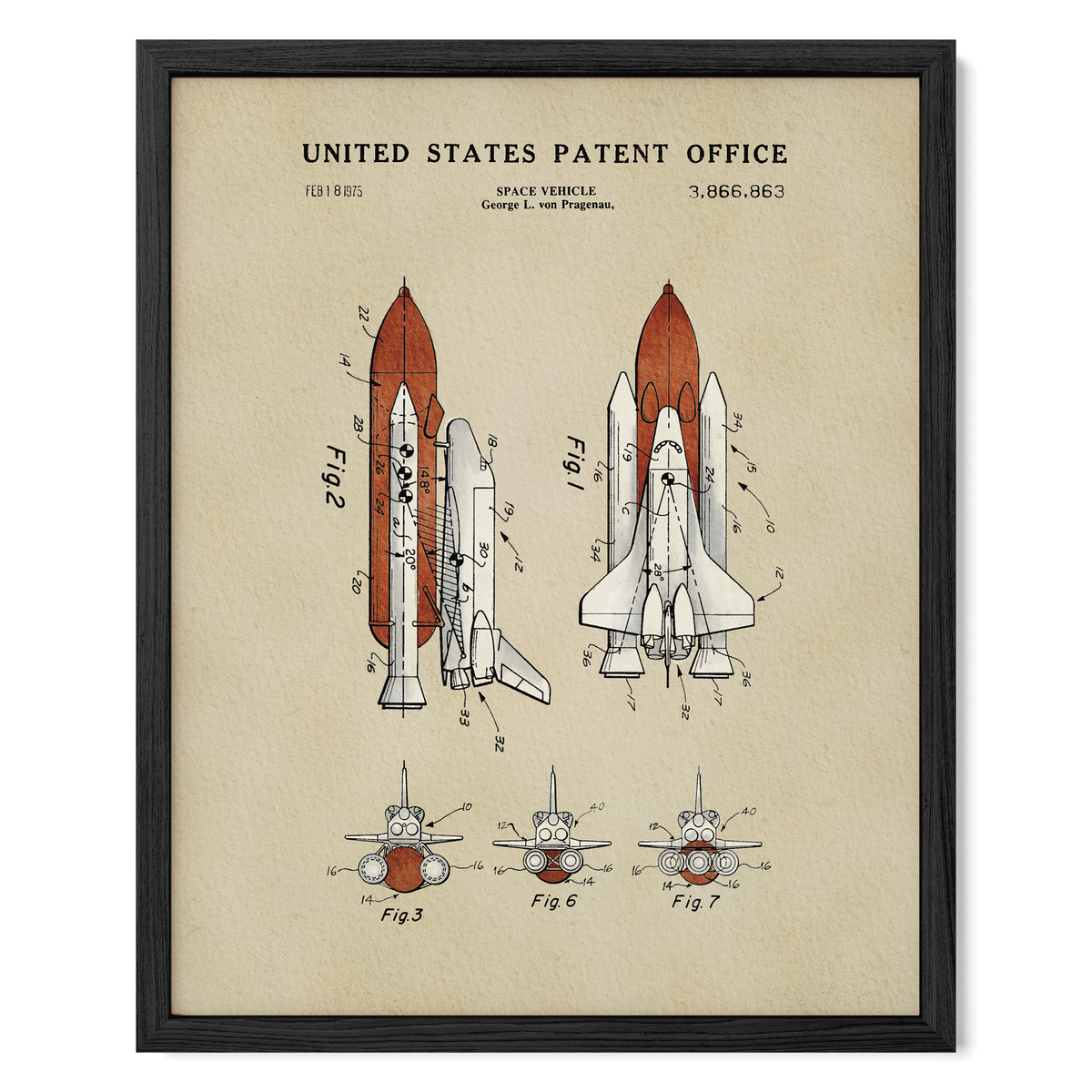Space Shuttle (1975) patent art print