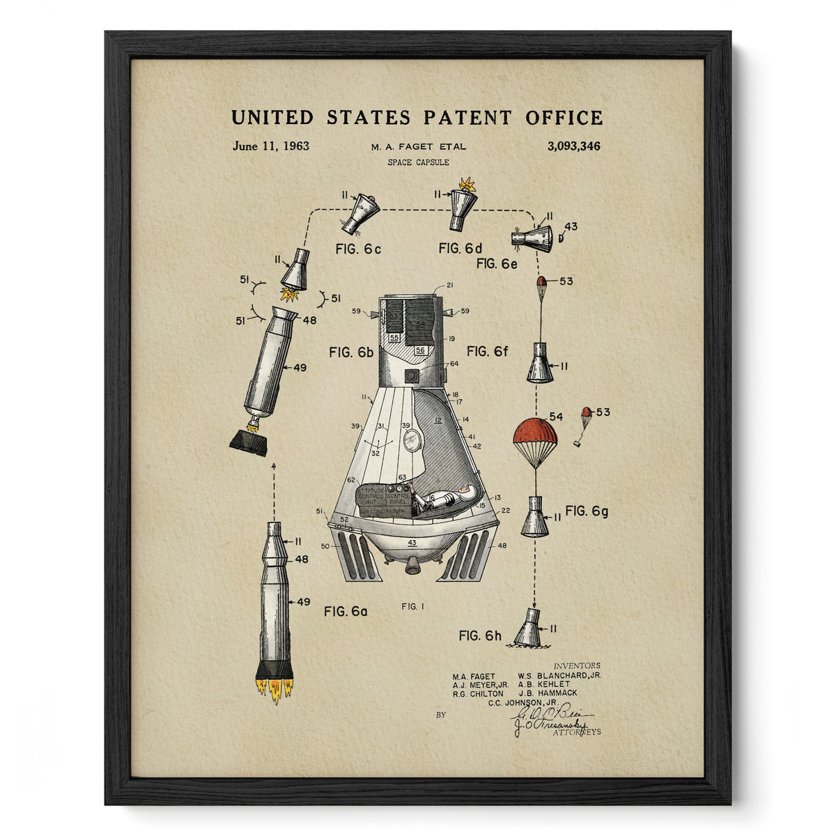 Space Capsule (1963) patent art print