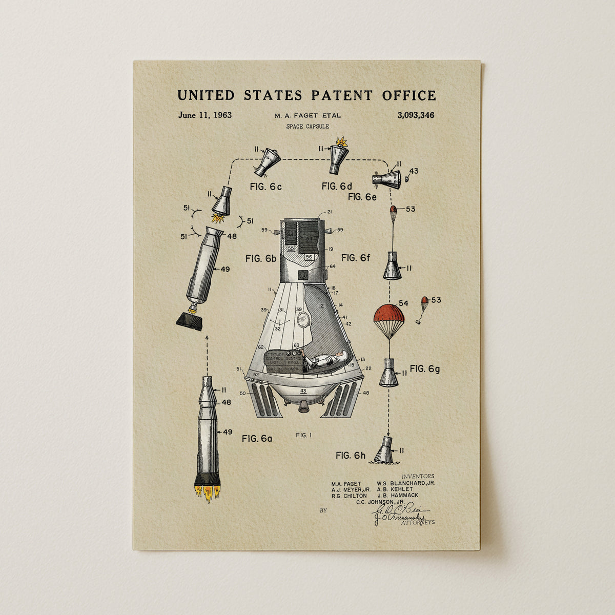 Space Capsule (1963) patent art print