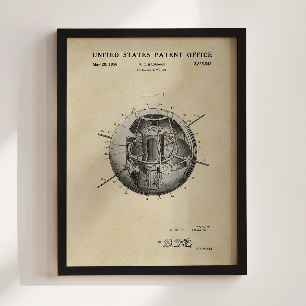 Space Satellite (1958) patent art print