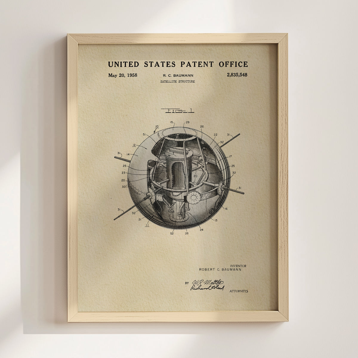 Space Satellite (1958) patent art print