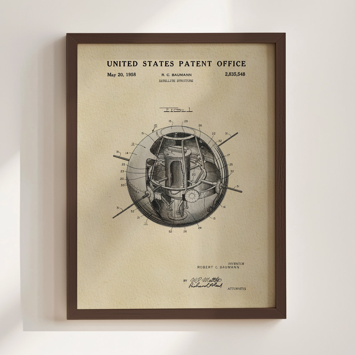 Space Satellite (1958) patent art print