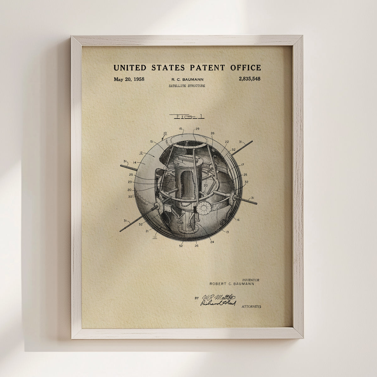 Space Satellite (1958) patent art print