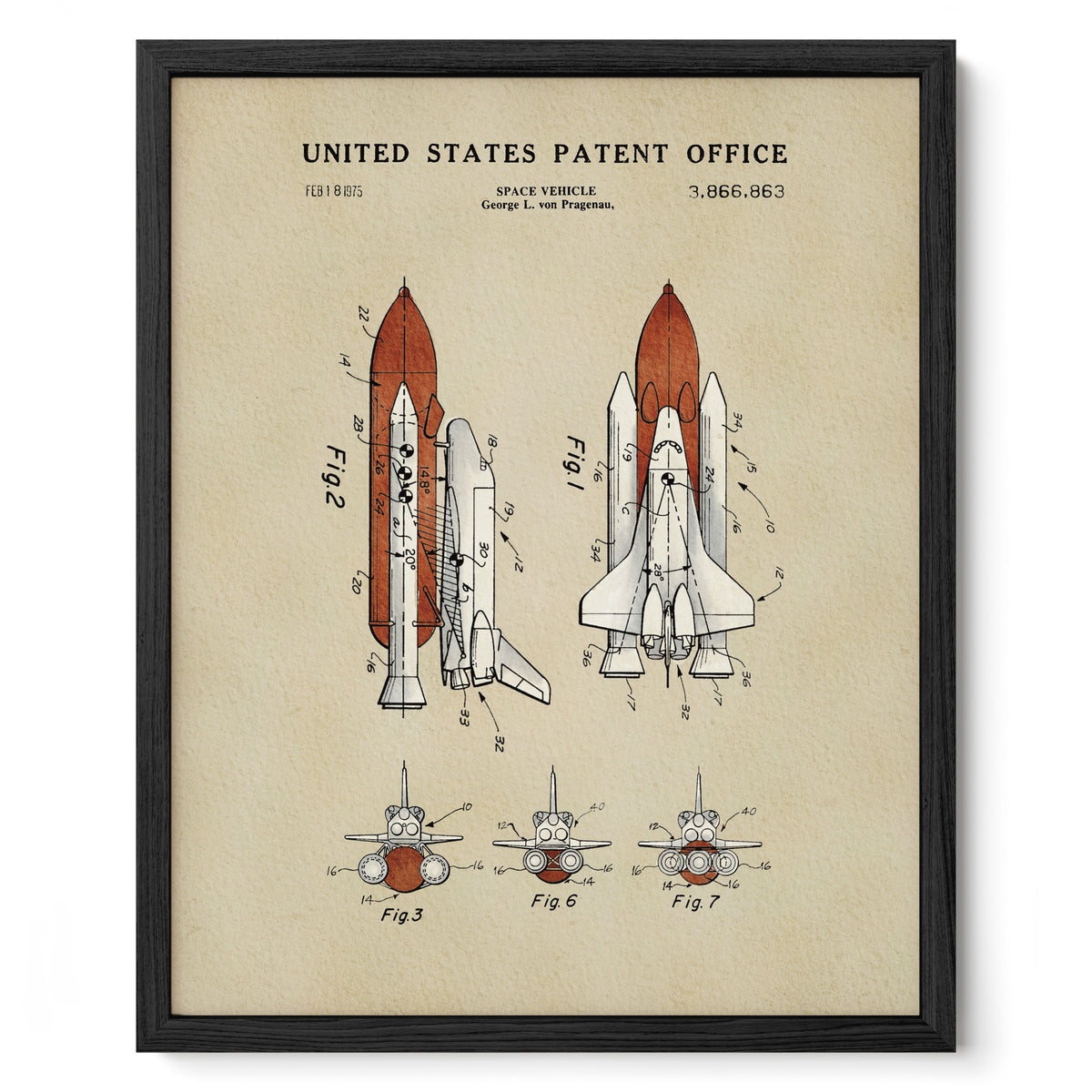 Space Shuttle (1975) patent art print