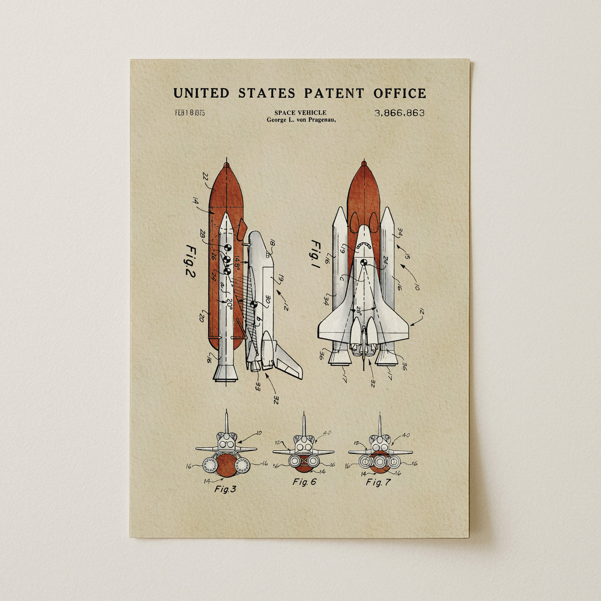 Space Shuttle (1975) patent art print