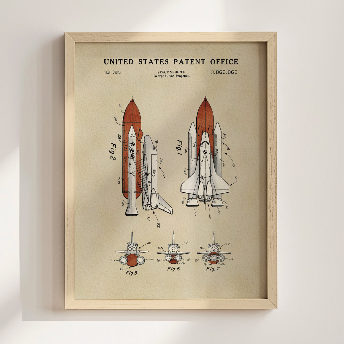 Space Shuttle (1975) patent art print