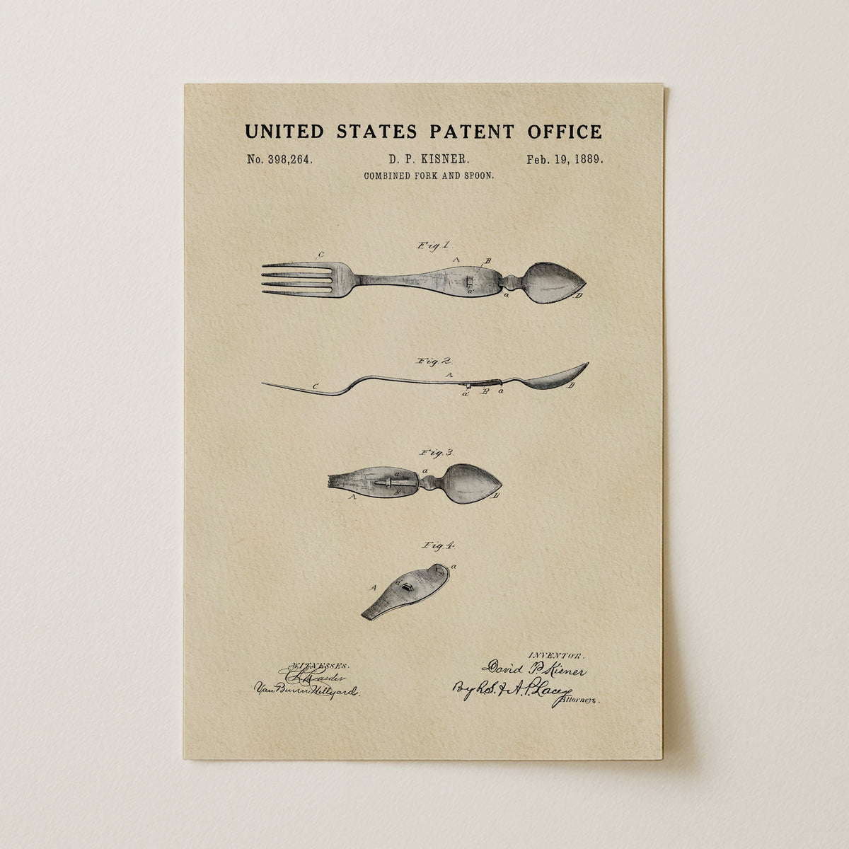 Spork (1889) patent art print