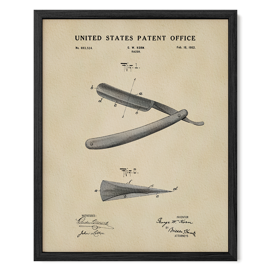 Straight Razor (1902) patent art print