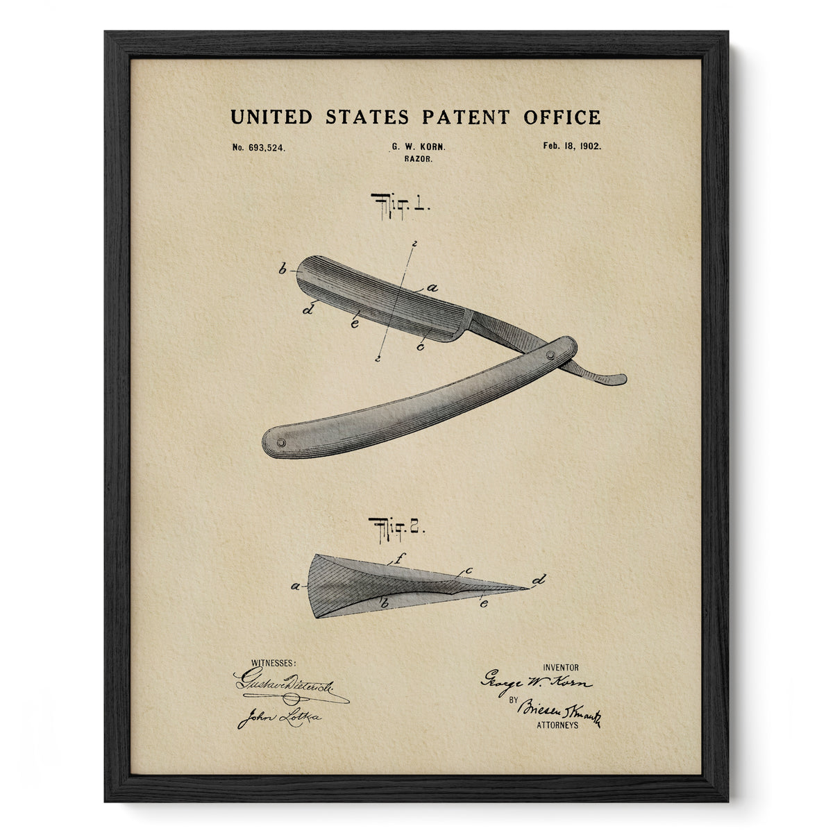 Straight Razor (1902) patent art print