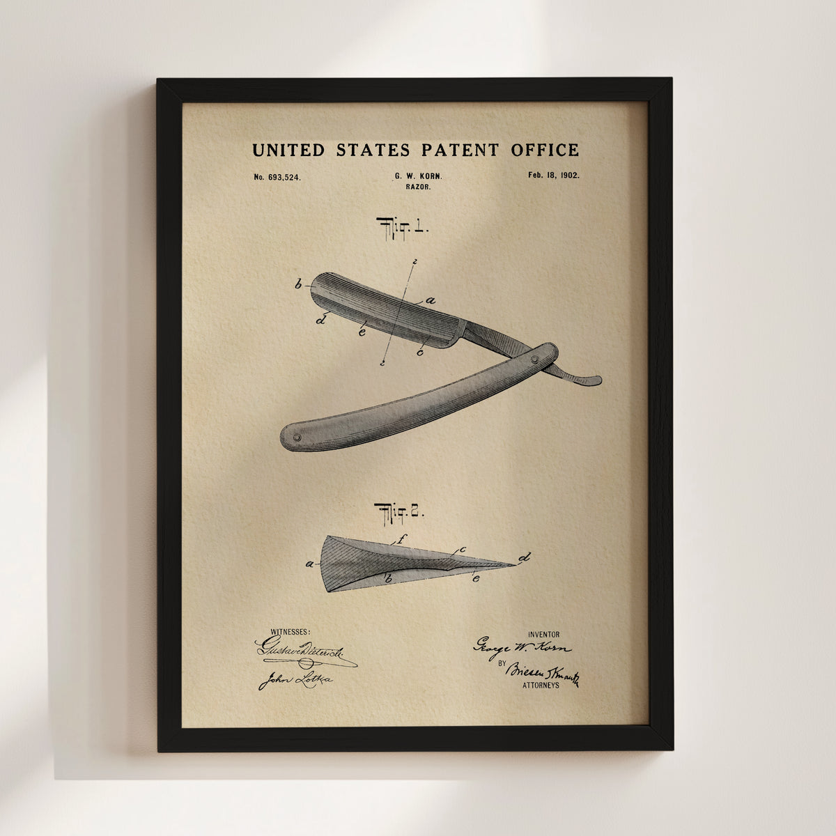 Straight Razor (1902) patent art print