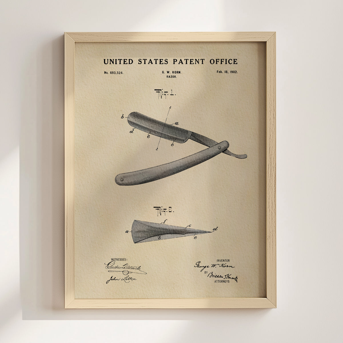 Straight Razor (1902) patent art print
