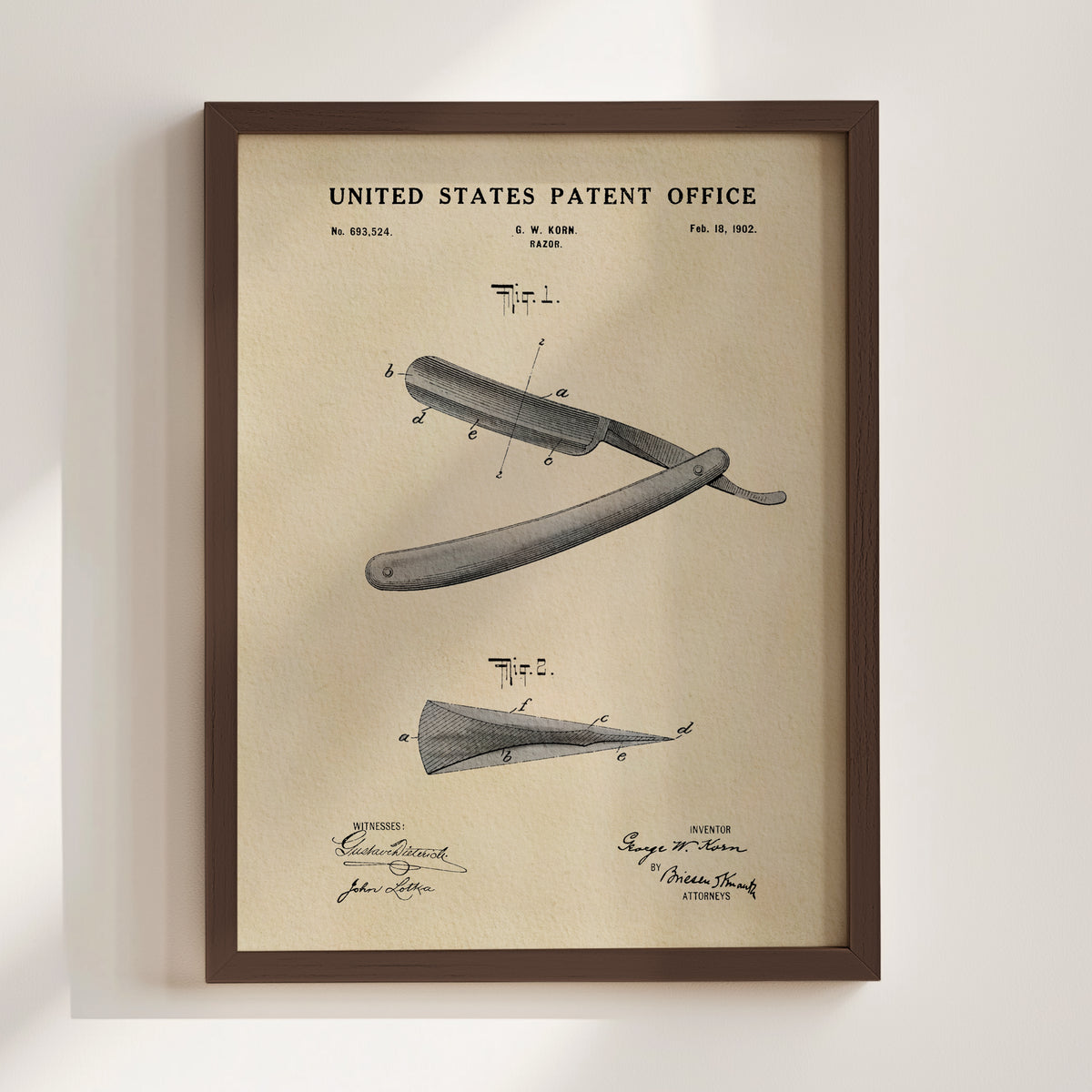 Straight Razor (1902) patent art print