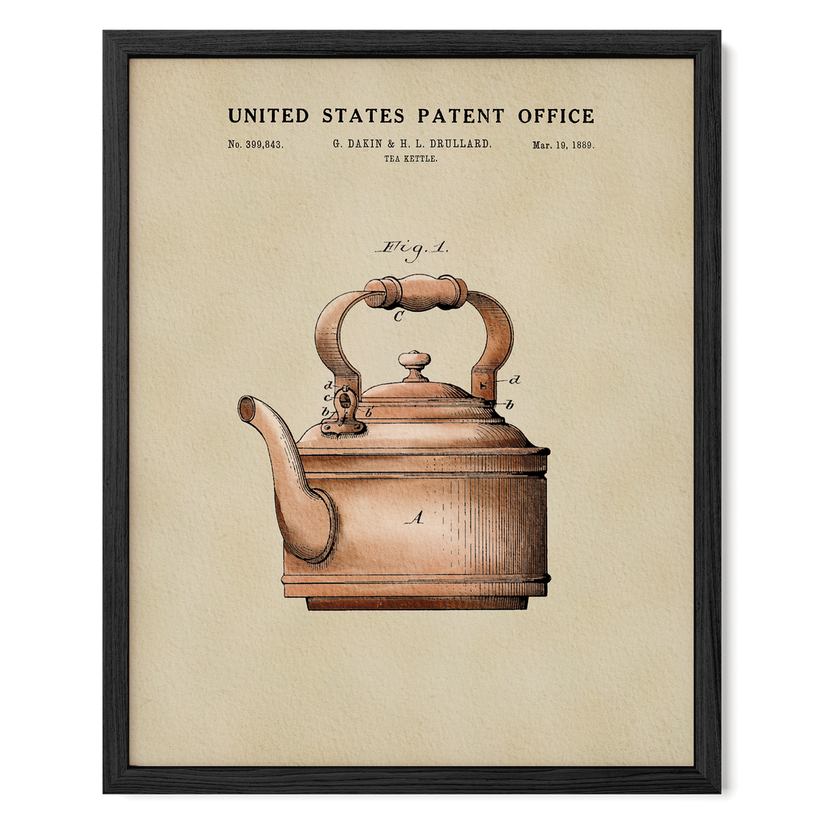 Tea Kettle (1889) patent art print