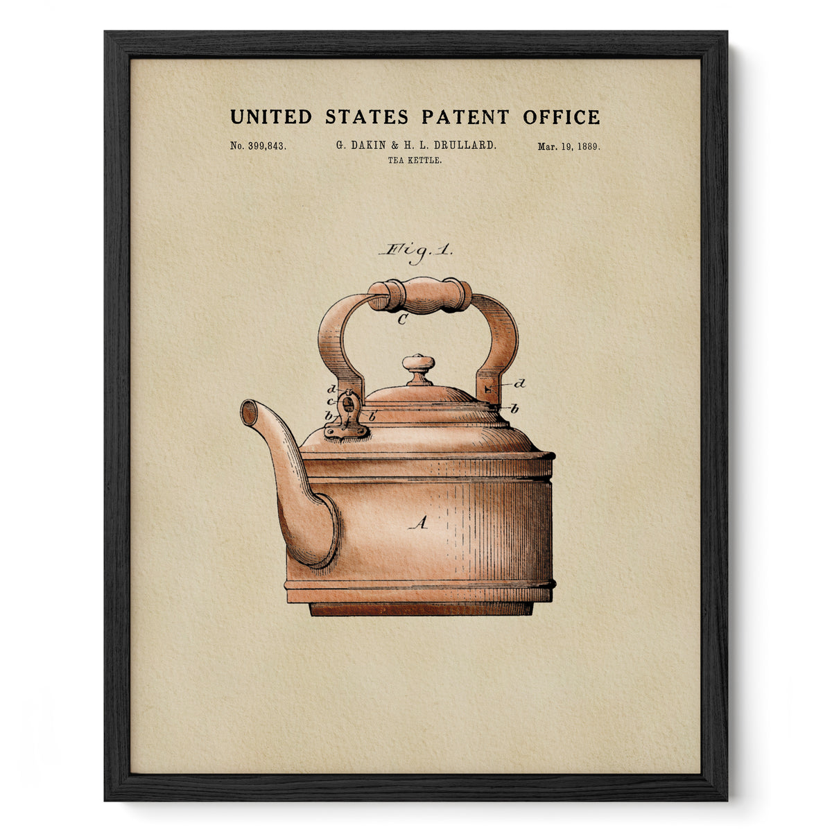 Tea Kettle (1889) patent art print