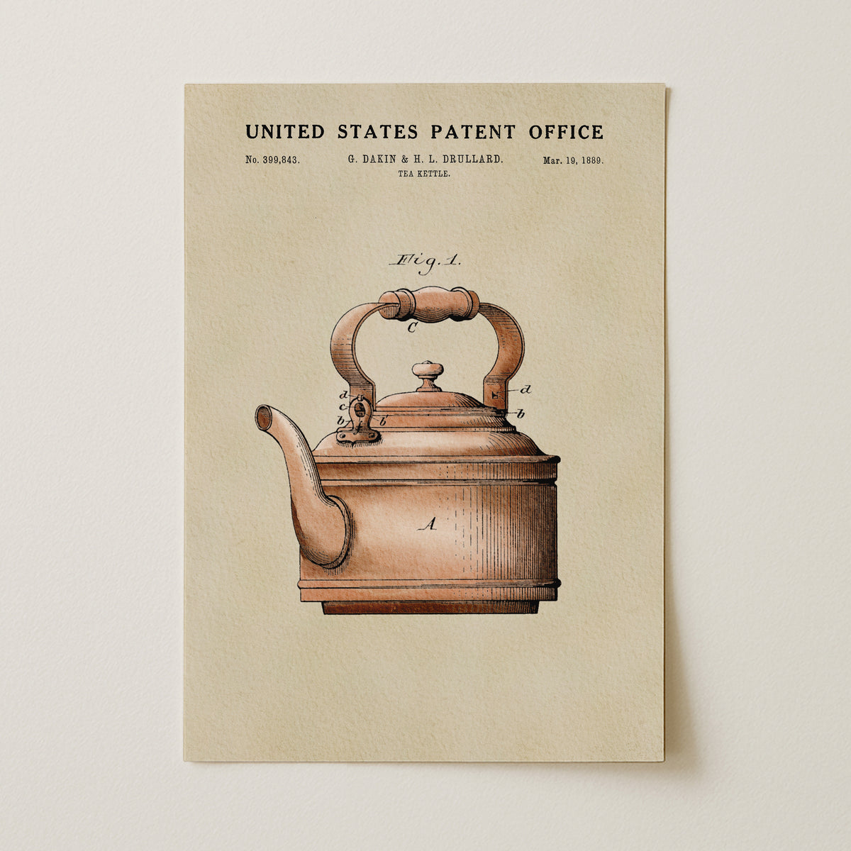 Tea Kettle (1889) patent art print