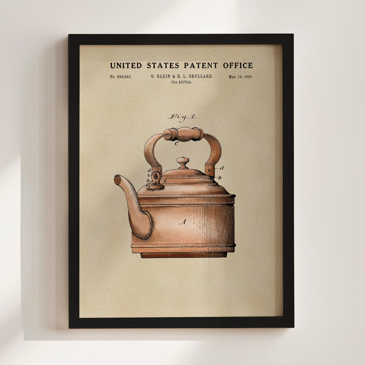 Tea Kettle (1889) patent art print
