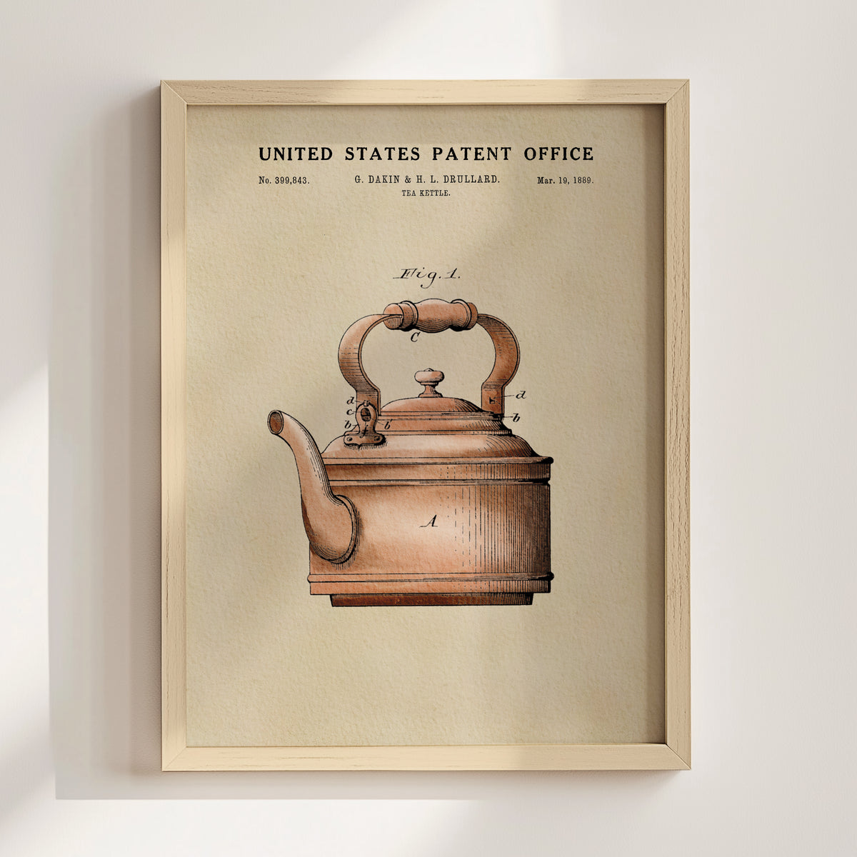 Tea Kettle (1889) patent art print
