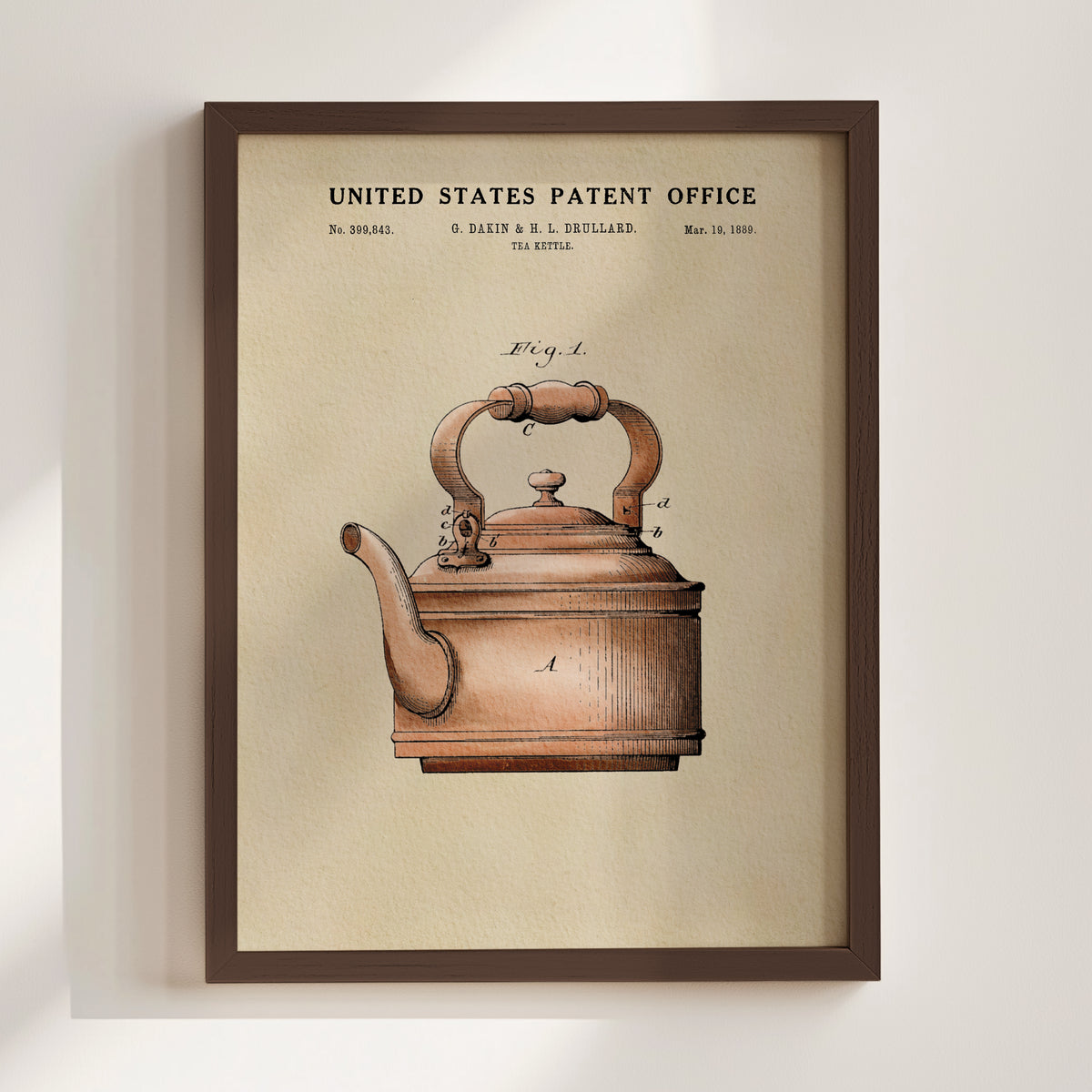 Tea Kettle (1889) patent art print