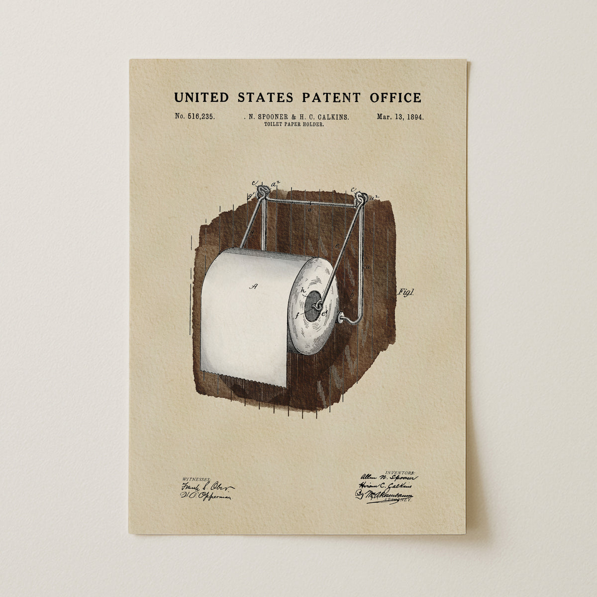 Toilet Paper Holder (1984) patent art print