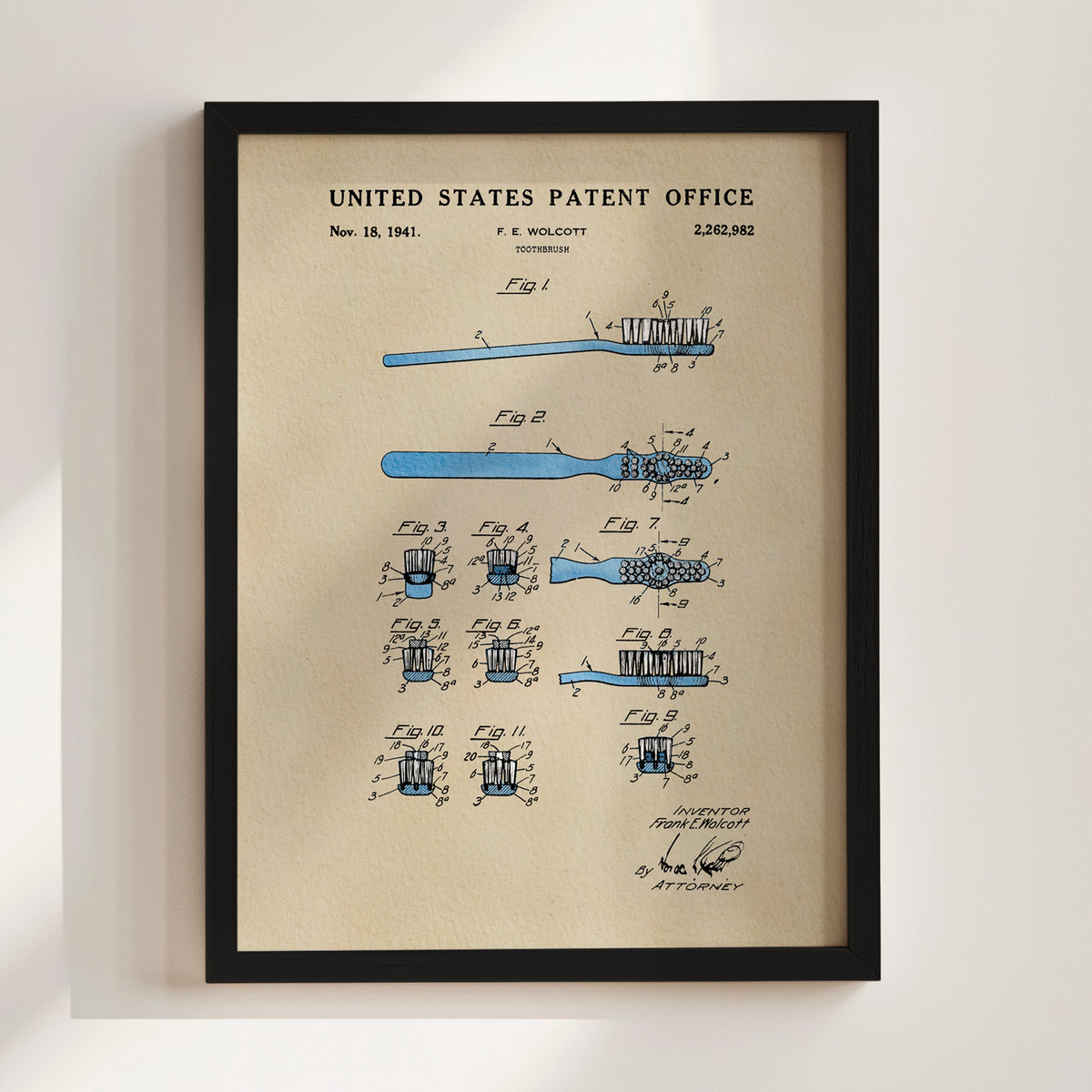 Toothbrush (1941) patent art print