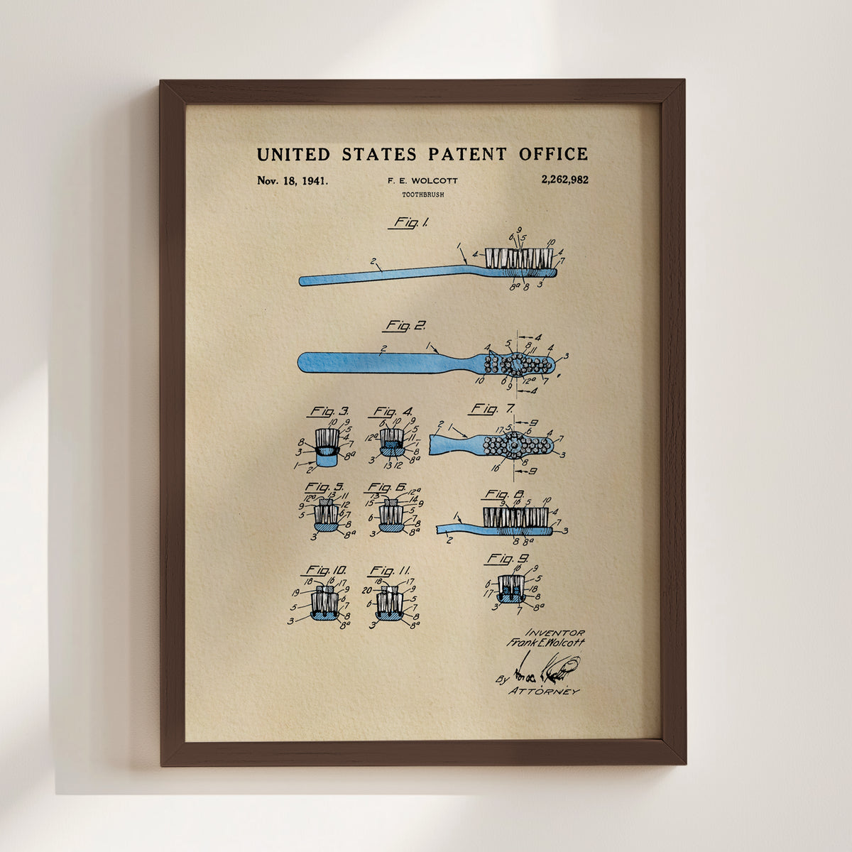 Toothbrush (1941) patent art print
