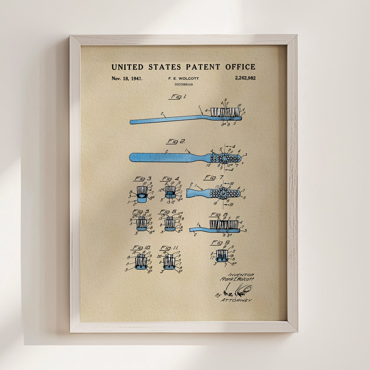 Toothbrush (1941) patent art print
