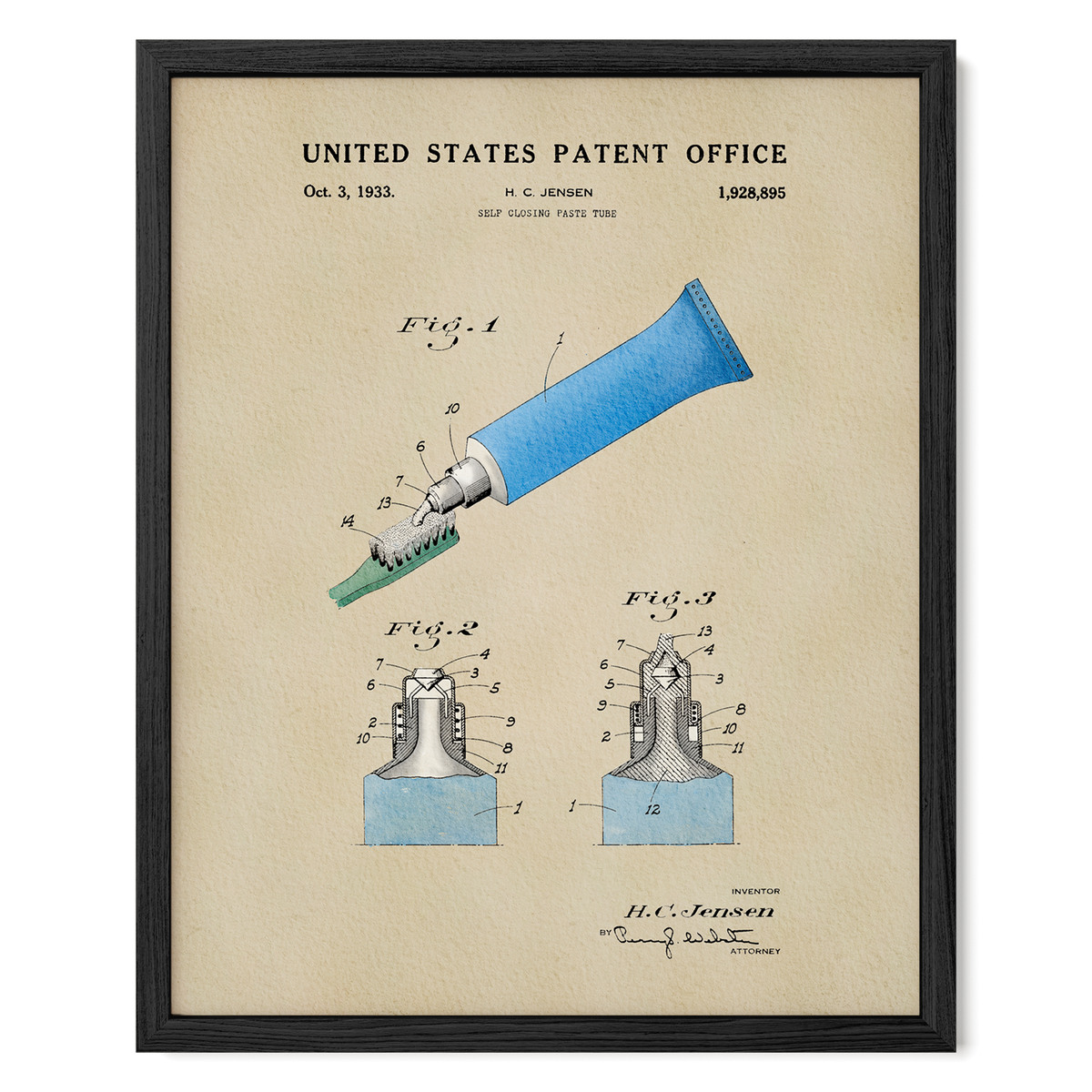 Toothpaste (1933) patent art print