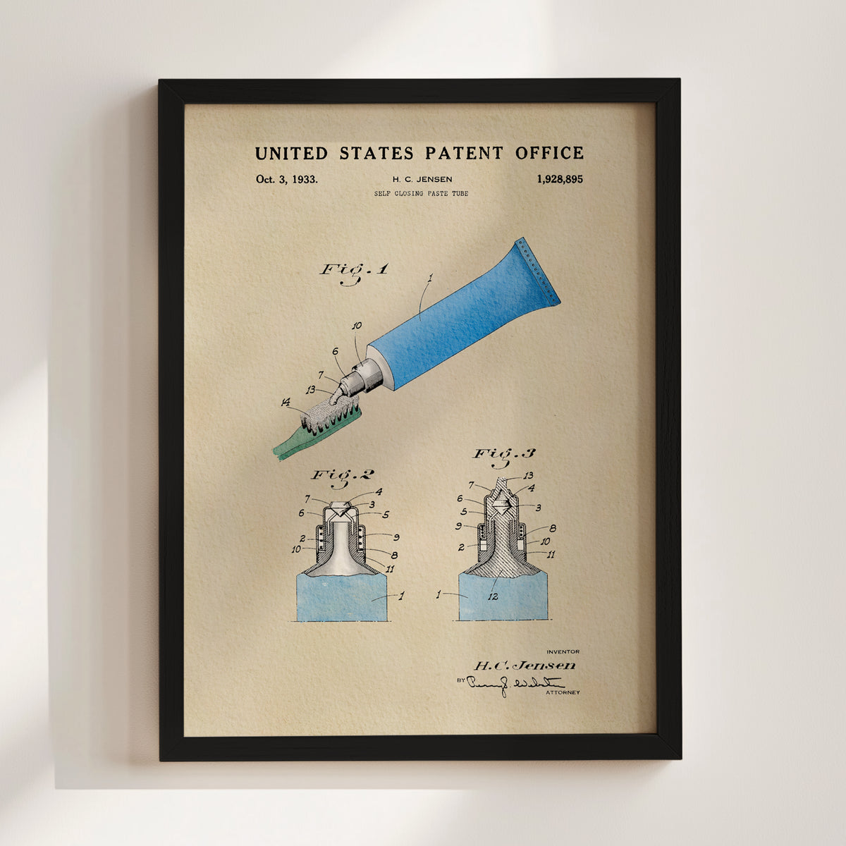 Toothpaste (1933) patent art print