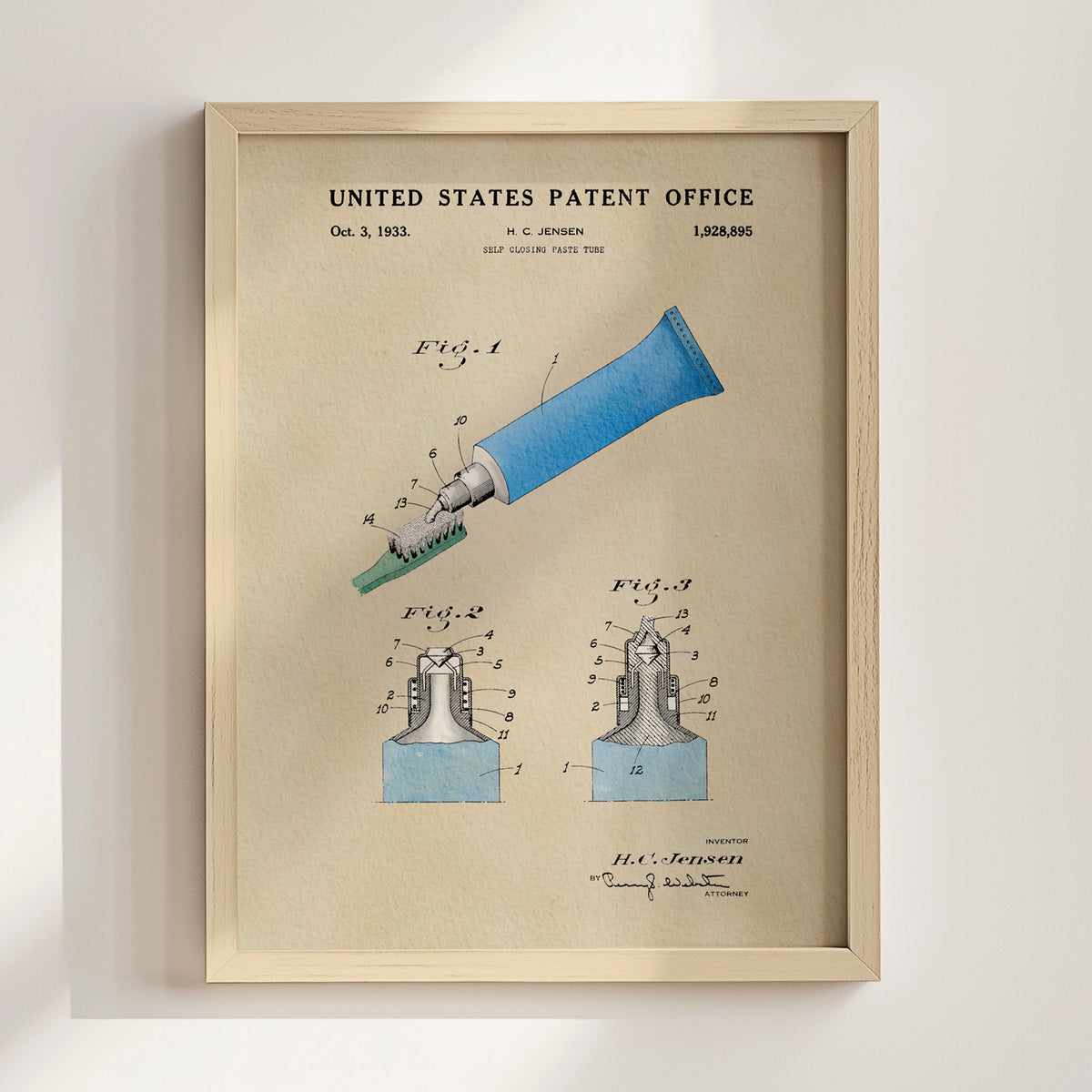 Toothpaste (1933) patent art print