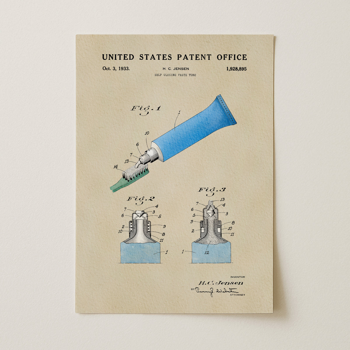 Toothpaste (1933) patent art print