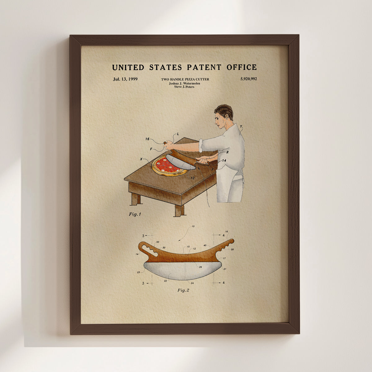 Two Handle Pizza Cutter (1999) patent art print