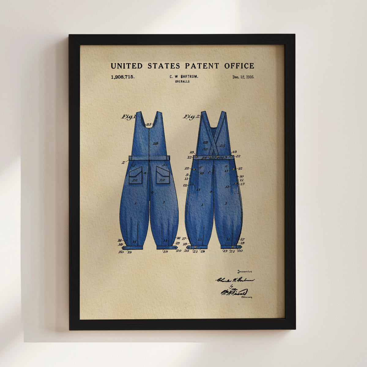 Vintage Overalls (1916) patent art print