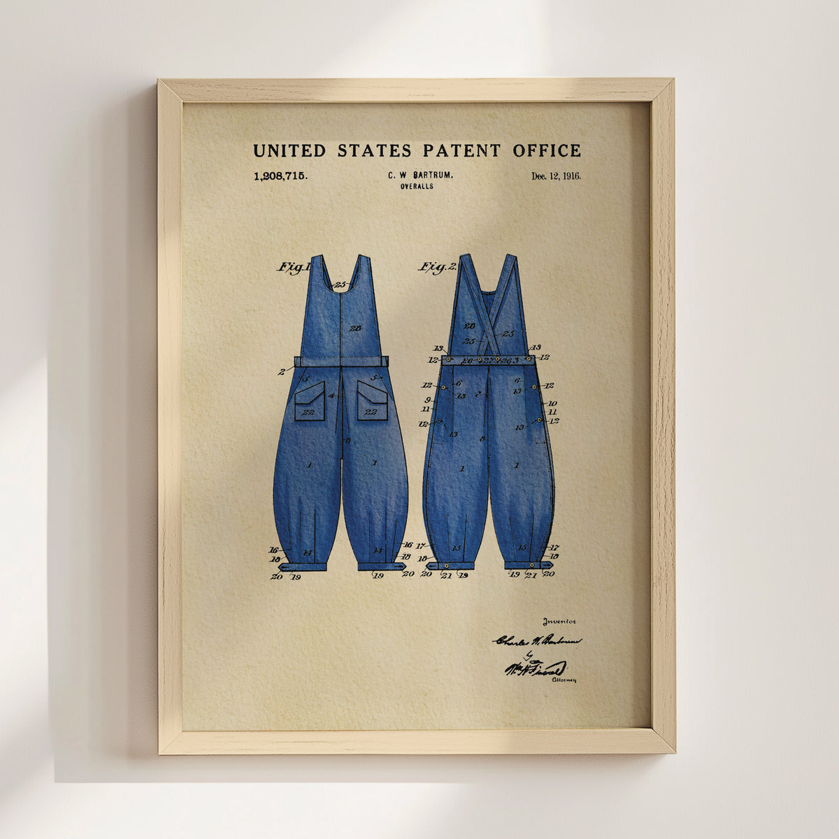 Vintage Overalls (1916) patent art print