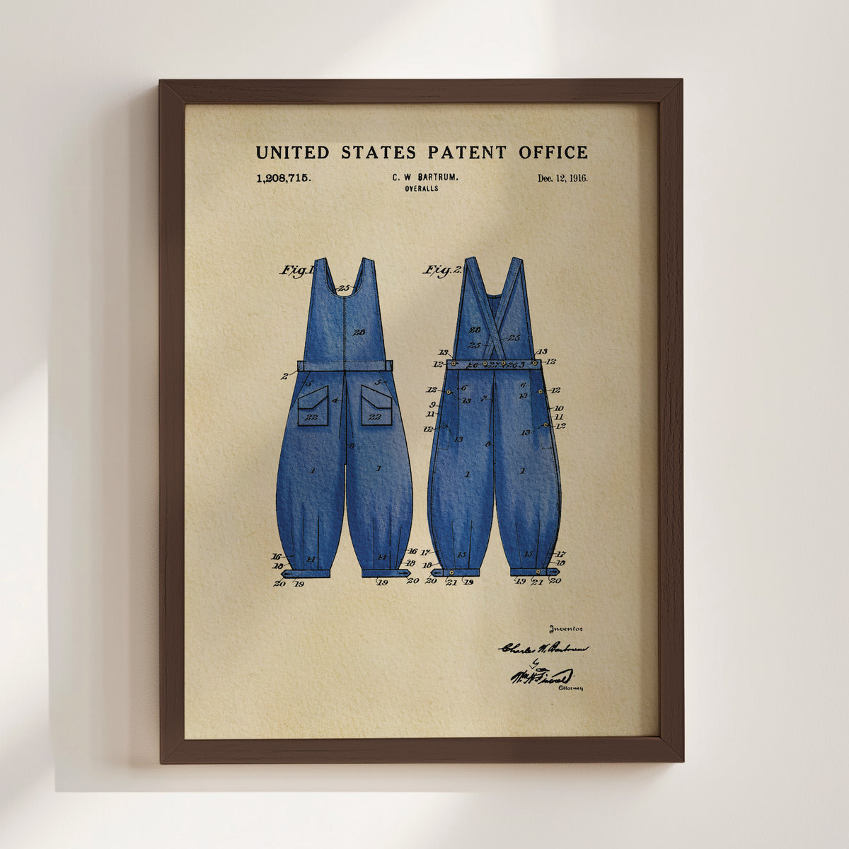 Vintage Overalls (1916) patent art print