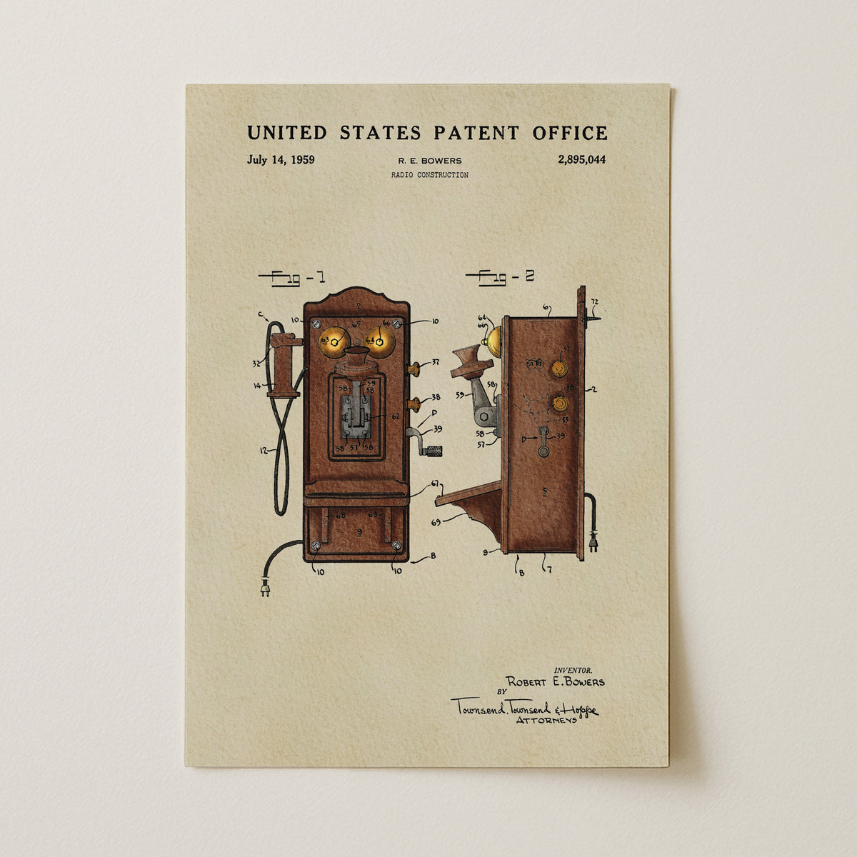 Vintage Telephone (1959) patent art print