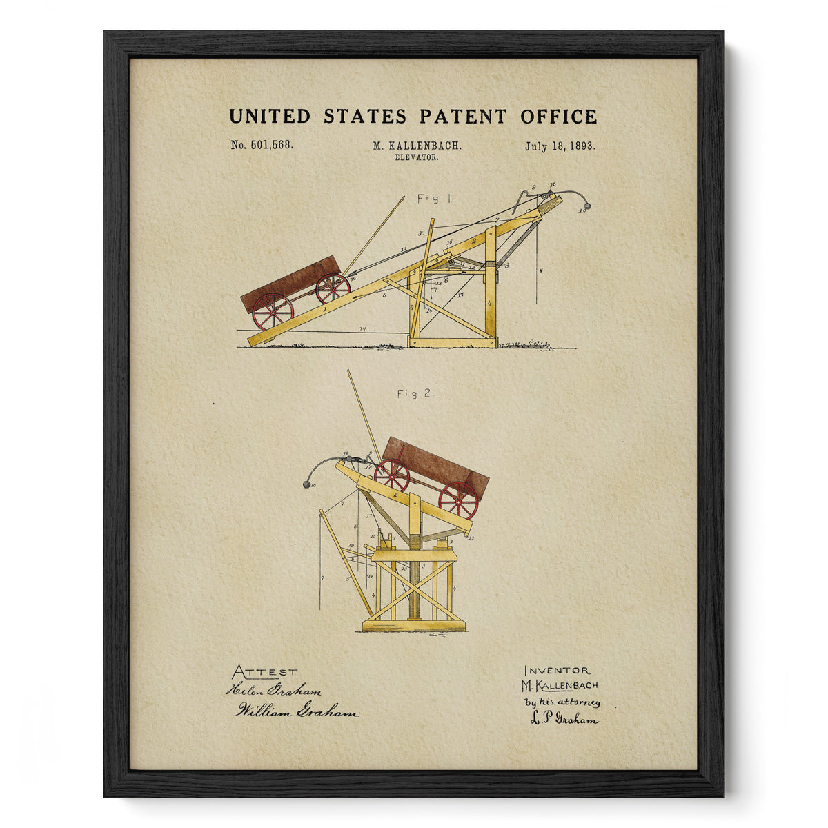 Wagon Elevator (1893) patent art print