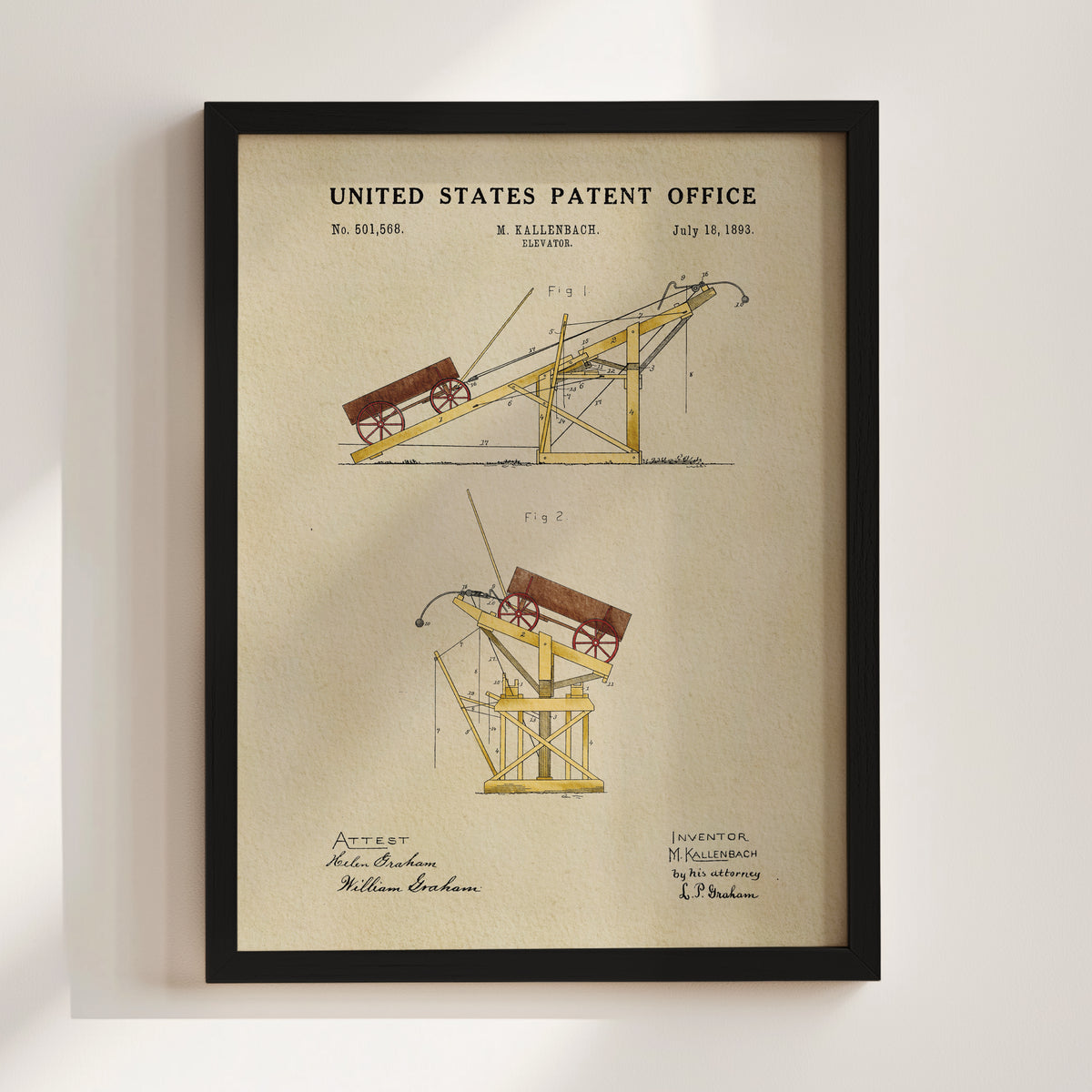 Wagon Elevator (1893) patent art print
