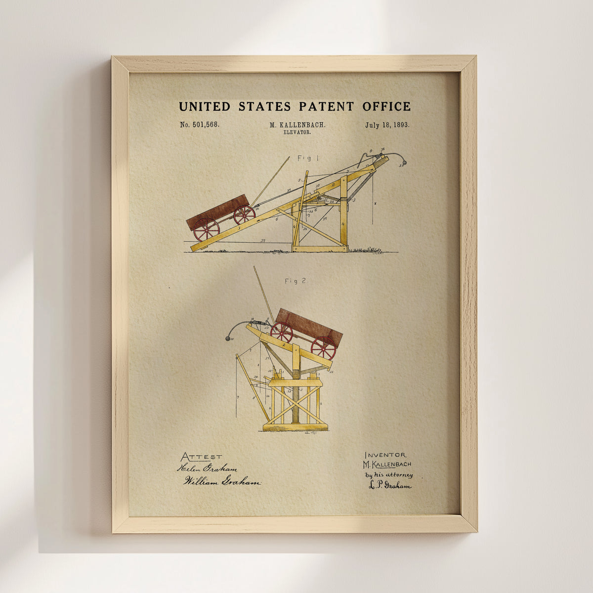 Wagon Elevator (1893) patent art print