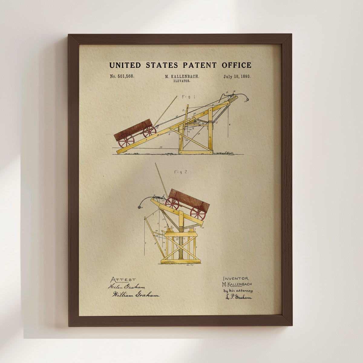 Wagon Elevator (1893) patent art print
